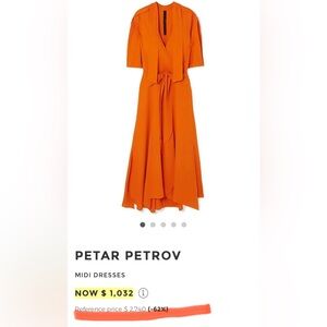 Petar Petrov Orange Maxi Dress with Tie Detail